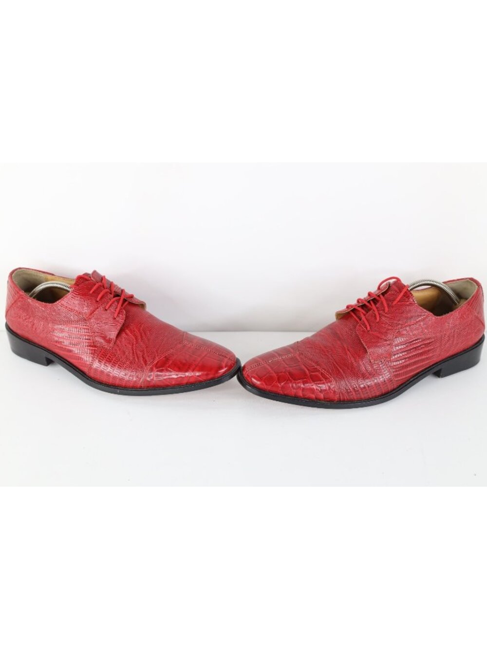 Vtg Streetwear Mens Size 12 Snakeskin Alligator Print Leather Dress Shoes Red